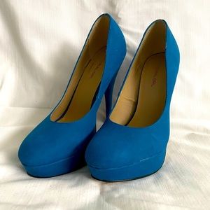 Material Girl Medium Blue Platform Stilettos